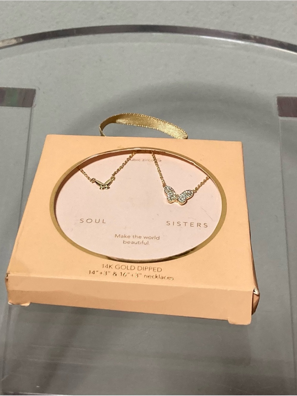 Target Gold Butterfly Layered Necklace Set